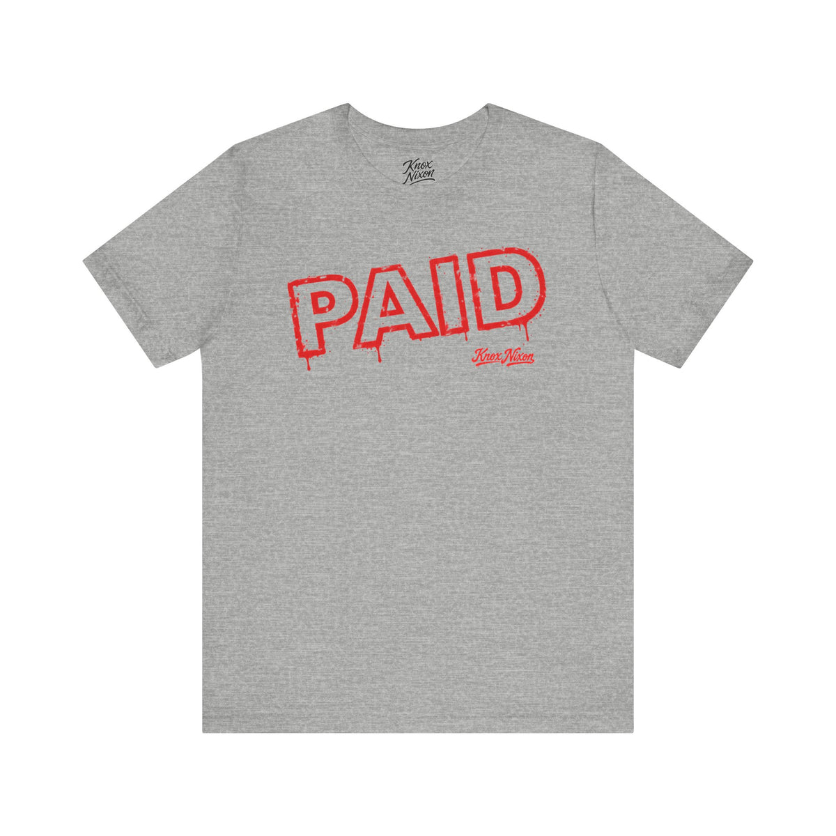 Knox Nixon PAID red stamp graphic T-shirt in athletic heather