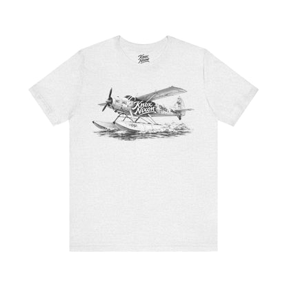 Knox Nixon Puddle Jumper vintage floatplane graphic T-shirt in ash grey