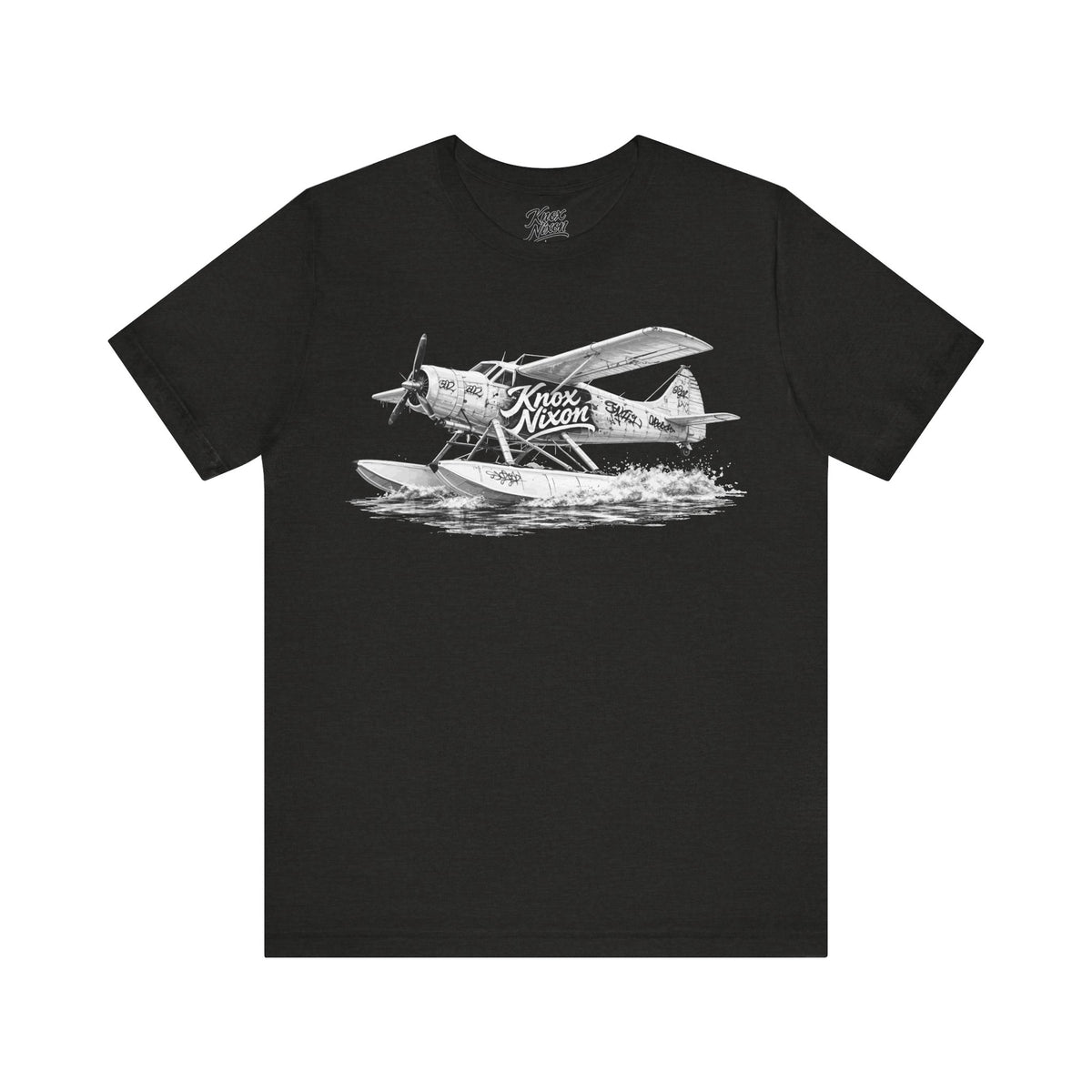 Knox Nixon Puddle Jumper vintage floatplane graphic T-shirt in black heather