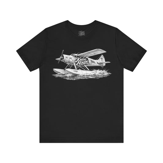 Knox Nixon Puddle Jumper vintage floatplane graphic T-shirt in black