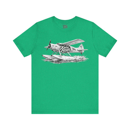 Knox Nixon Puddle Jumper vintage floatplane graphic T-shirt in heather Kelly green