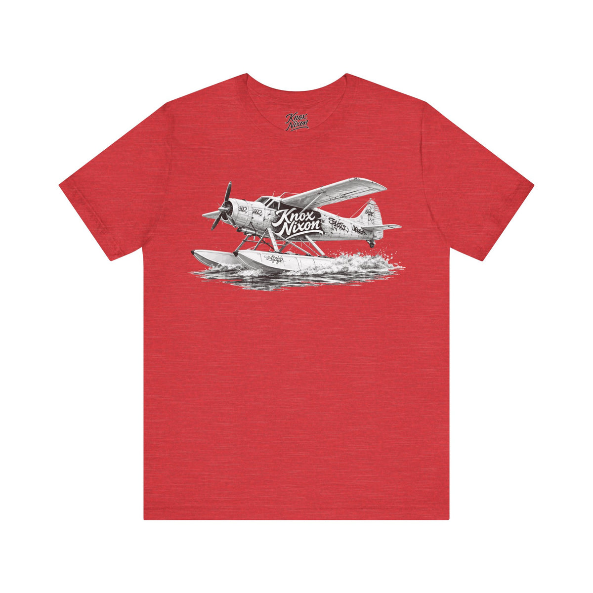 Knox Nixon Puddle Jumper vintage floatplane graphic T-shirt in heather red