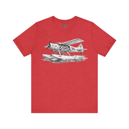 Knox Nixon Puddle Jumper vintage floatplane graphic T-shirt in heather red