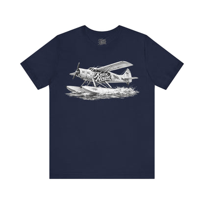 Knox Nixon Puddle Jumper vintage floatplane graphic T-shirt in navy blue