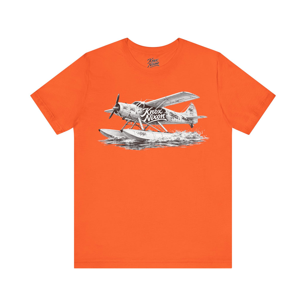 Knox Nixon Puddle Jumper vintage floatplane graphic T-shirt in orange