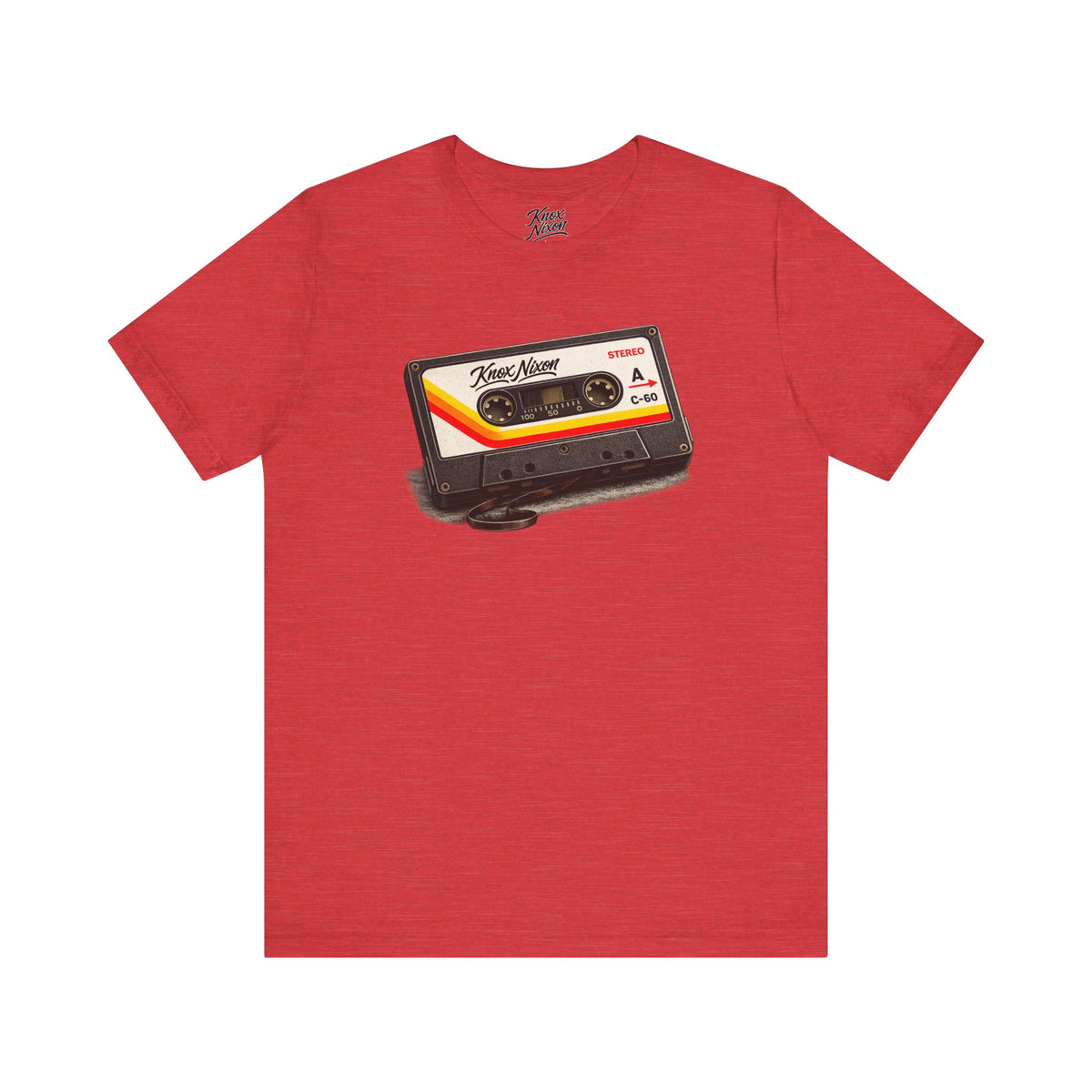 Knox Nixon SIDE A vintage cassette tape graphic T-shirt in heather red