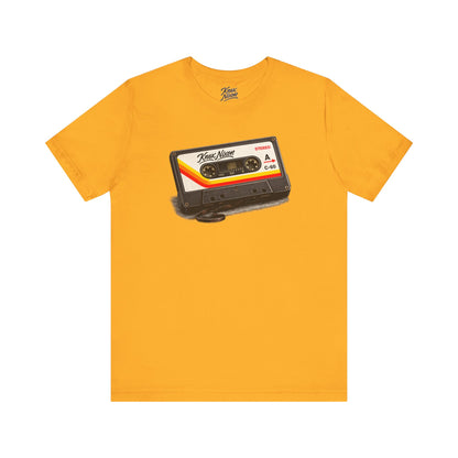 Knox Nixon SIDE A vintage cassette tape graphic T-shirt in yellow gold
