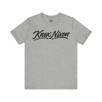 Knox Nixon Signature Script Dark logo graphic T-shirt in athletic heather