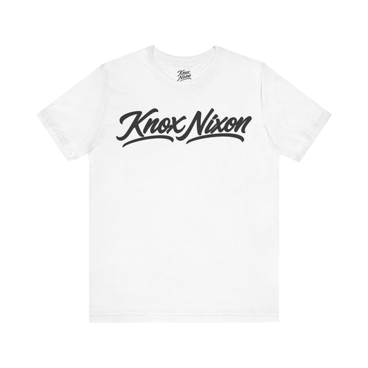 Knox Nixon Signature Script Dark logo graphic T-shirt in white