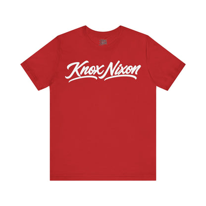 Knox Nixon Signature Script logo graphic T-shirt in red