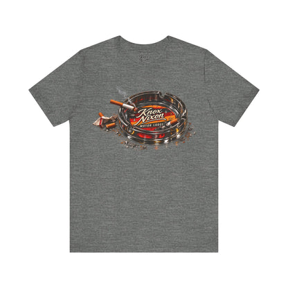 Knox Nixon Smoking Room vintage motel ashtray graphic T-shirt in deep heather grey
