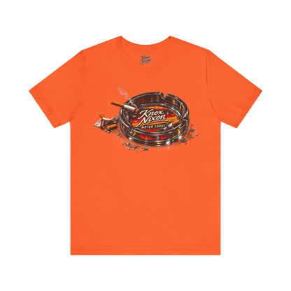 Knox Nixon Smoking Room vintage motel ashtray graphic T-shirt in orange
