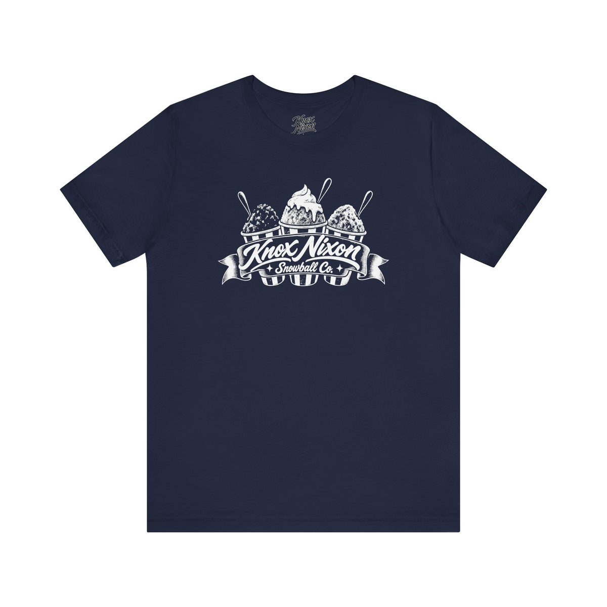 Knox Nixon Snowball Co. vintage snowball stand graphic T-shirt in navy