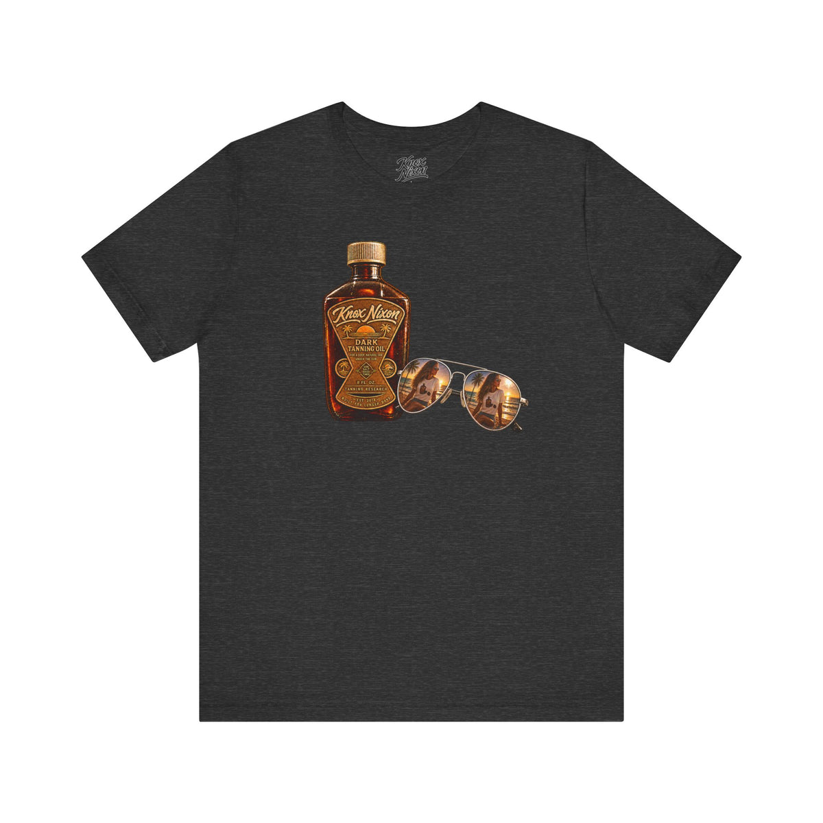 Knox Nixon SPF ZERO vintage suntan lotion graphic T-shirt in deep heather grey