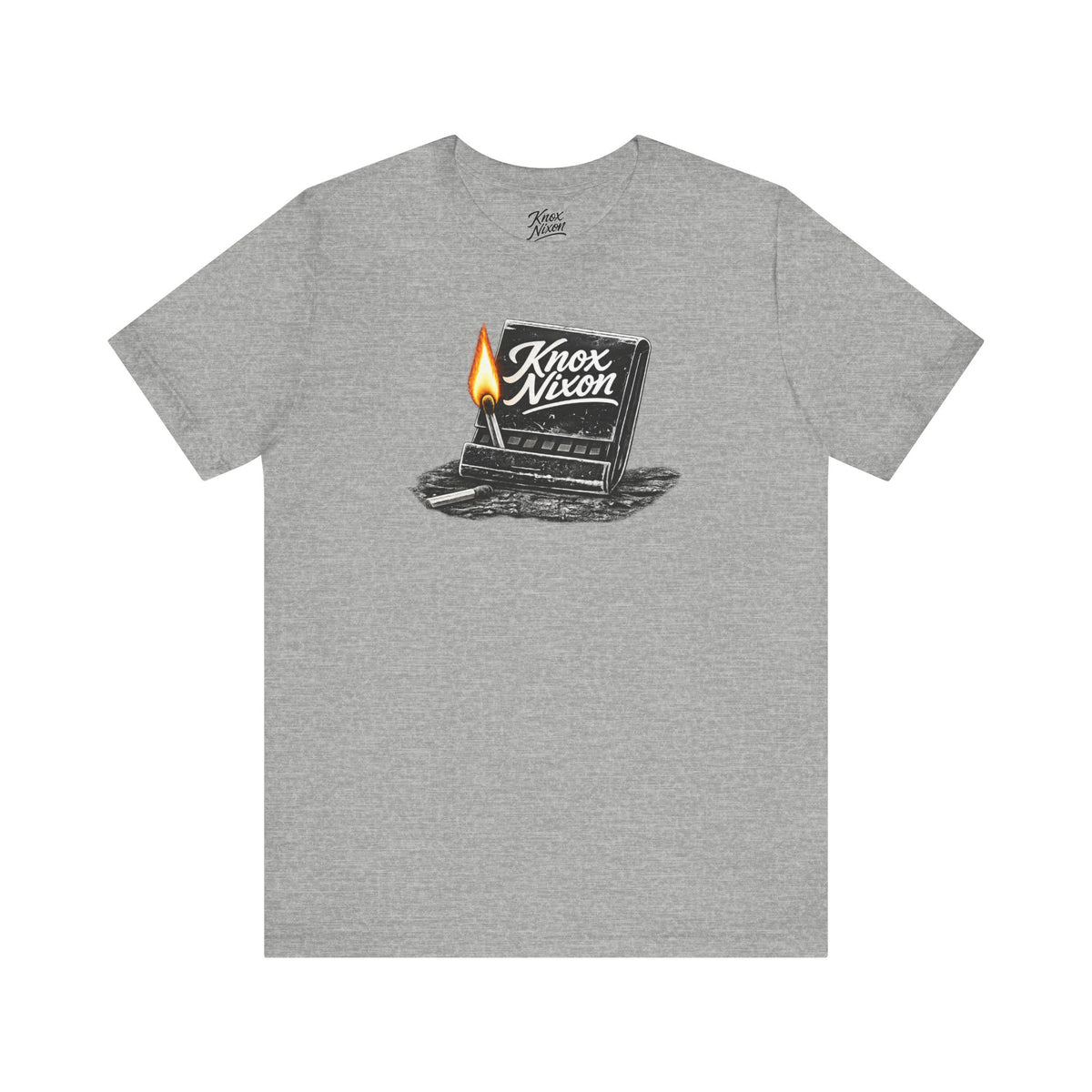 Knox Nixon Strike Anywhere vintage matchbook graphic T-shirt in athletic heather