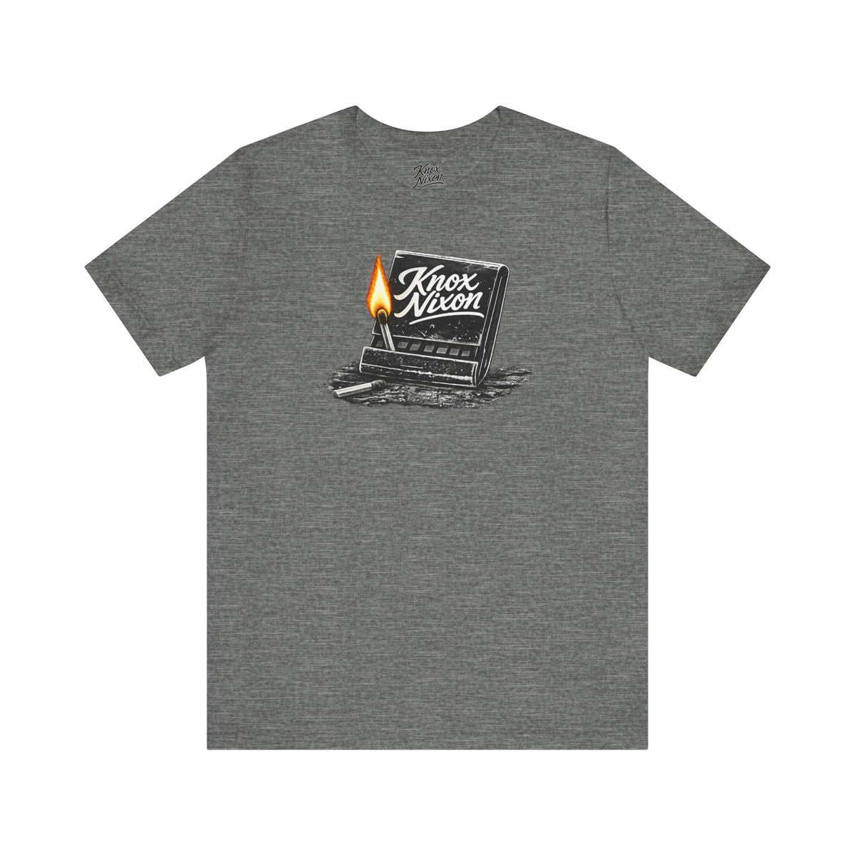 Knox Nixon Strike Anywhere vintage matchbook graphic T-shirt in deep heather grey