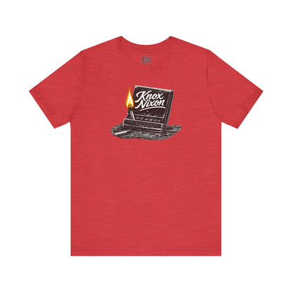 Knox Nixon Strike Anywhere vintage matchbook graphic T-shirt in heather red
