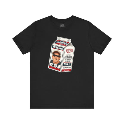 Knox Nixon Where In The Hell Is Cliff vintage milk carton graphic T-shirt in black