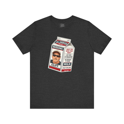 Knox Nixon Where In The Hell Is Cliff vintage milk carton graphic T-shirt in dark grey heather