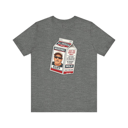 Knox Nixon Where In The Hell Is Cliff vintage milk carton graphic T-shirt in deep heather grey