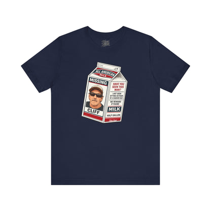 Knox Nixon Where In The Hell Is Cliff vintage milk carton graphic T-shirt in navy blue