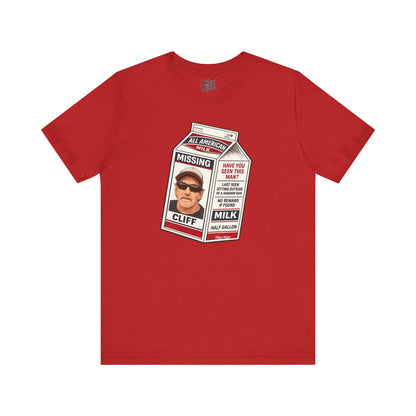 Knox Nixon Where In The Hell Is Cliff vintage milk carton graphic T-shirt in red