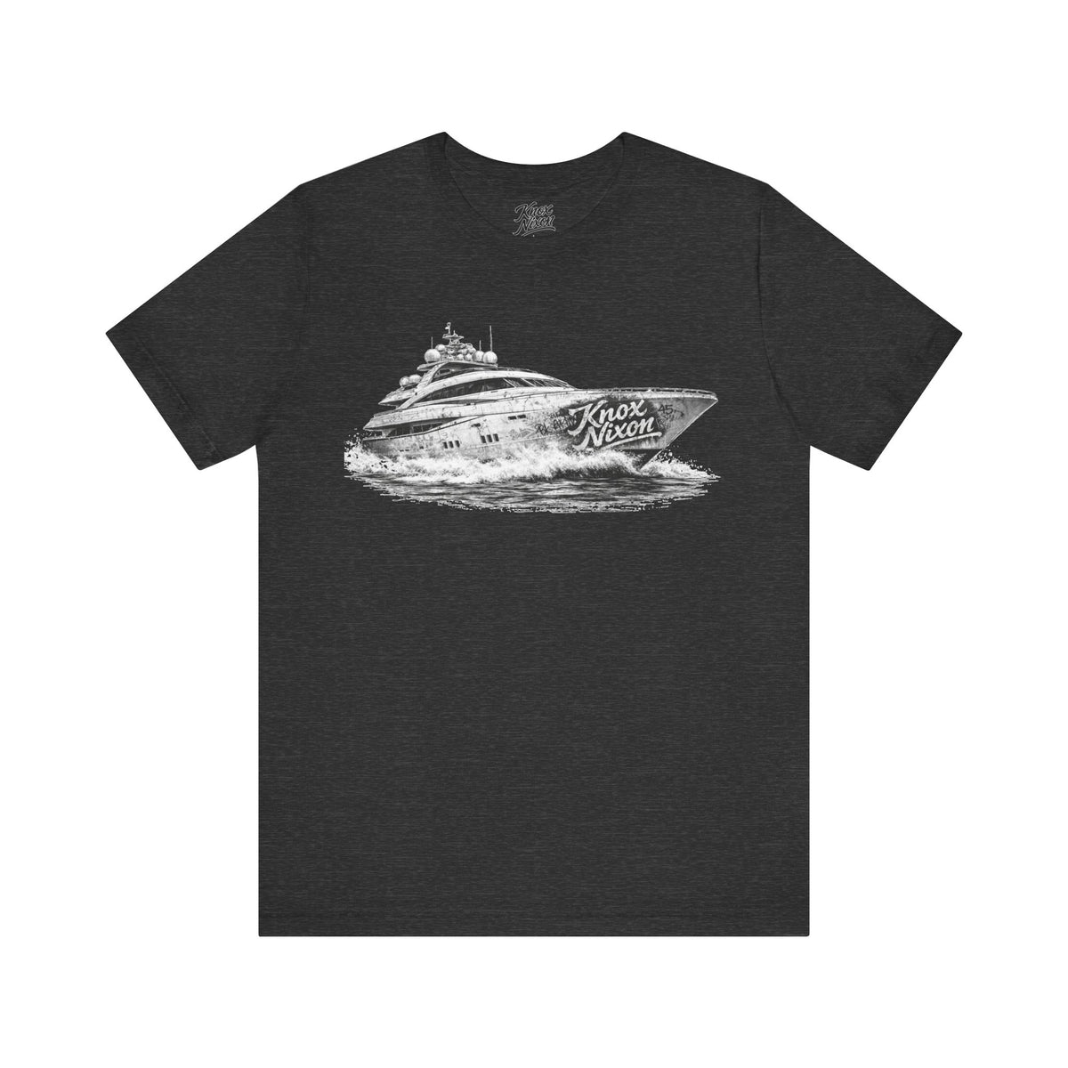 Knox Nixon Yacht Club luxury yacht graphic T-shirt in dark grey heather