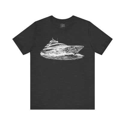 Knox Nixon Yacht Club luxury yacht graphic T-shirt in dark grey heather