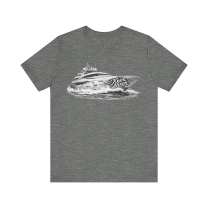 Knox Nixon Yacht Club luxury yacht graphic T-shirt in deep heather grey