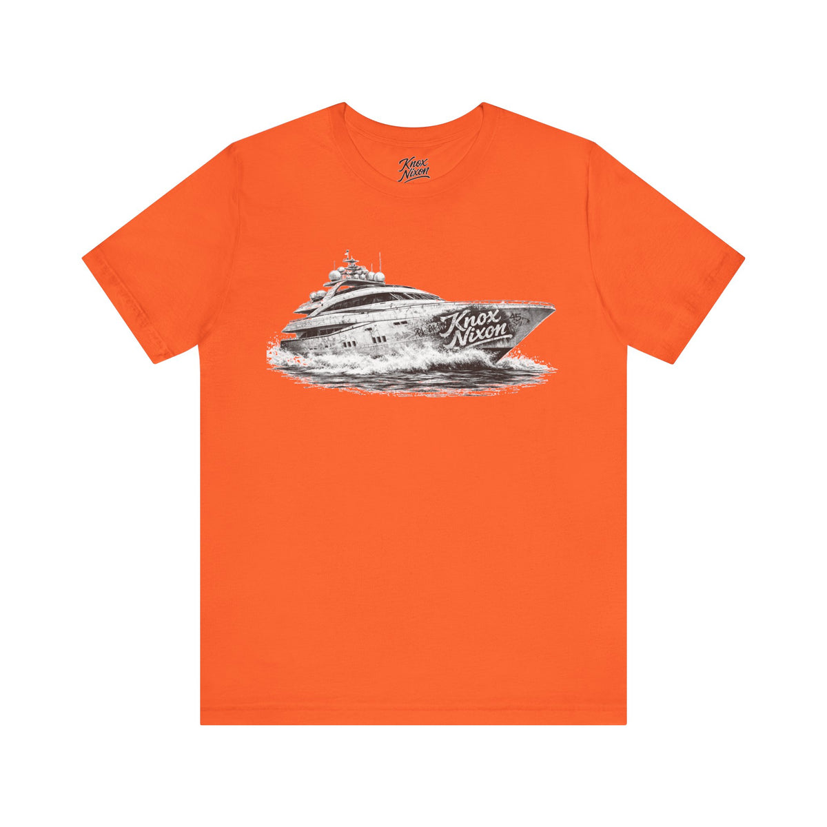 Knox Nixon Yacht Club luxury yacht graphic T-shirt in orange