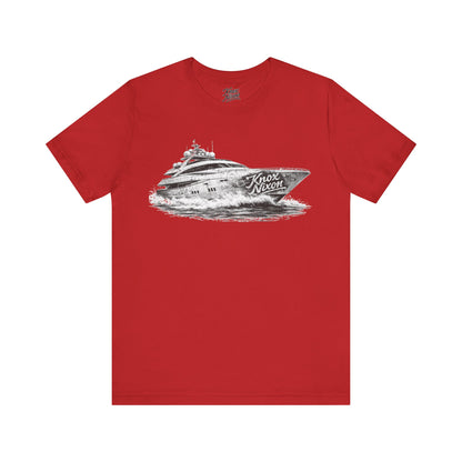 Knox Nixon Yacht Club luxury yacht graphic T-shirt in red