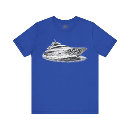 Knox Nixon Yacht Club luxury yacht graphic T-shirt in true royal blue
