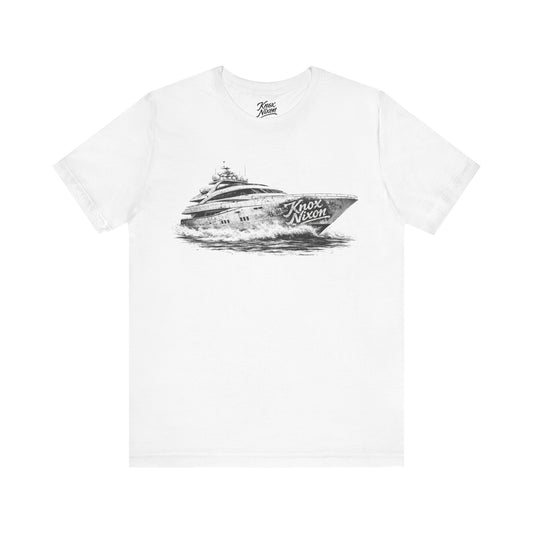 Knox Nixon Yacht Club luxury yacht graphic T-shirt in white